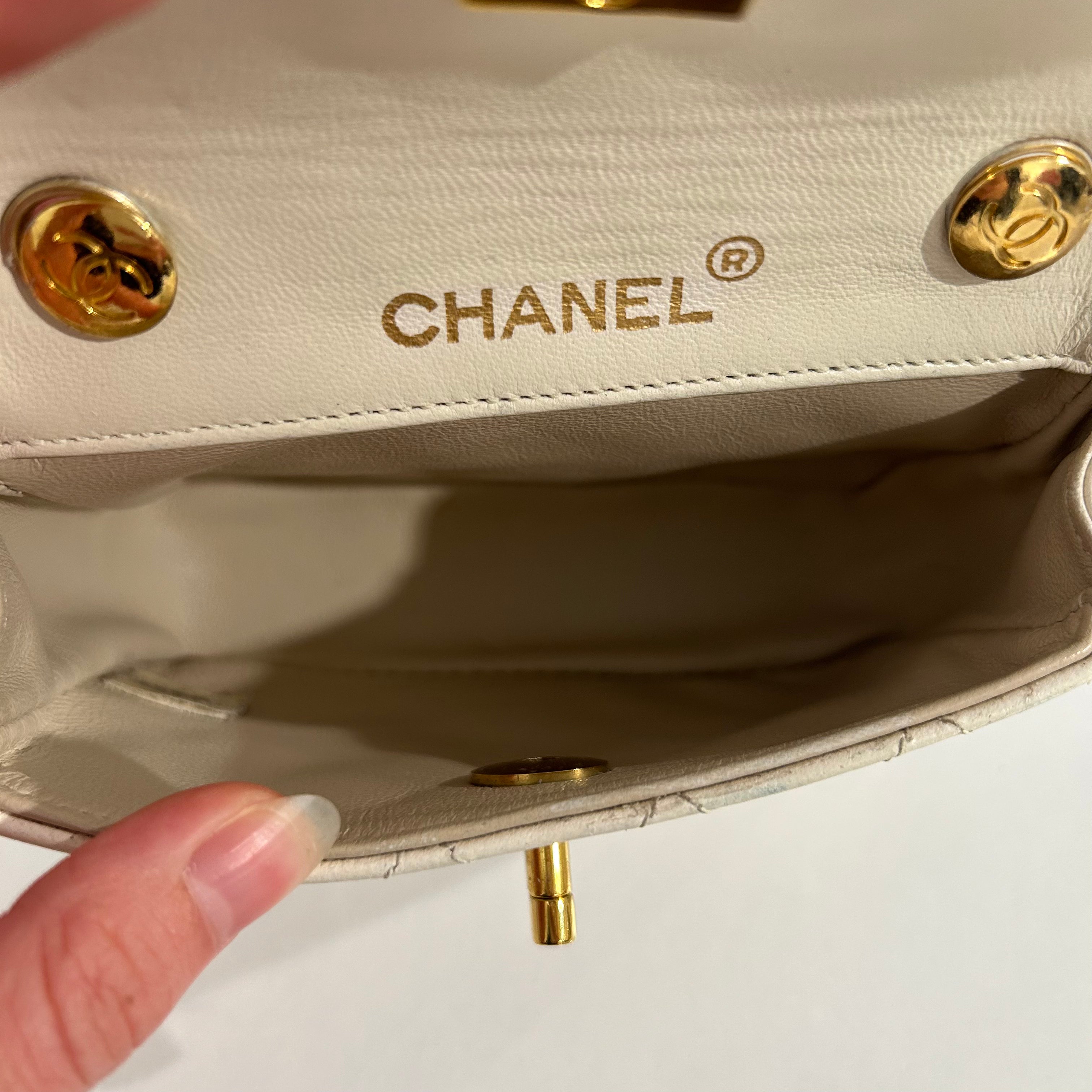 Chanel Vintage White Micro Flap Bag