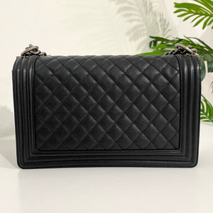 Chanel Small Le Boy 17S So Black Quilted Caviar with shiny black