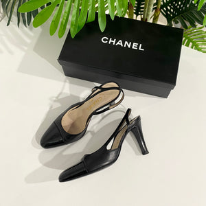 Chanel Vintage Black Slingback Heels