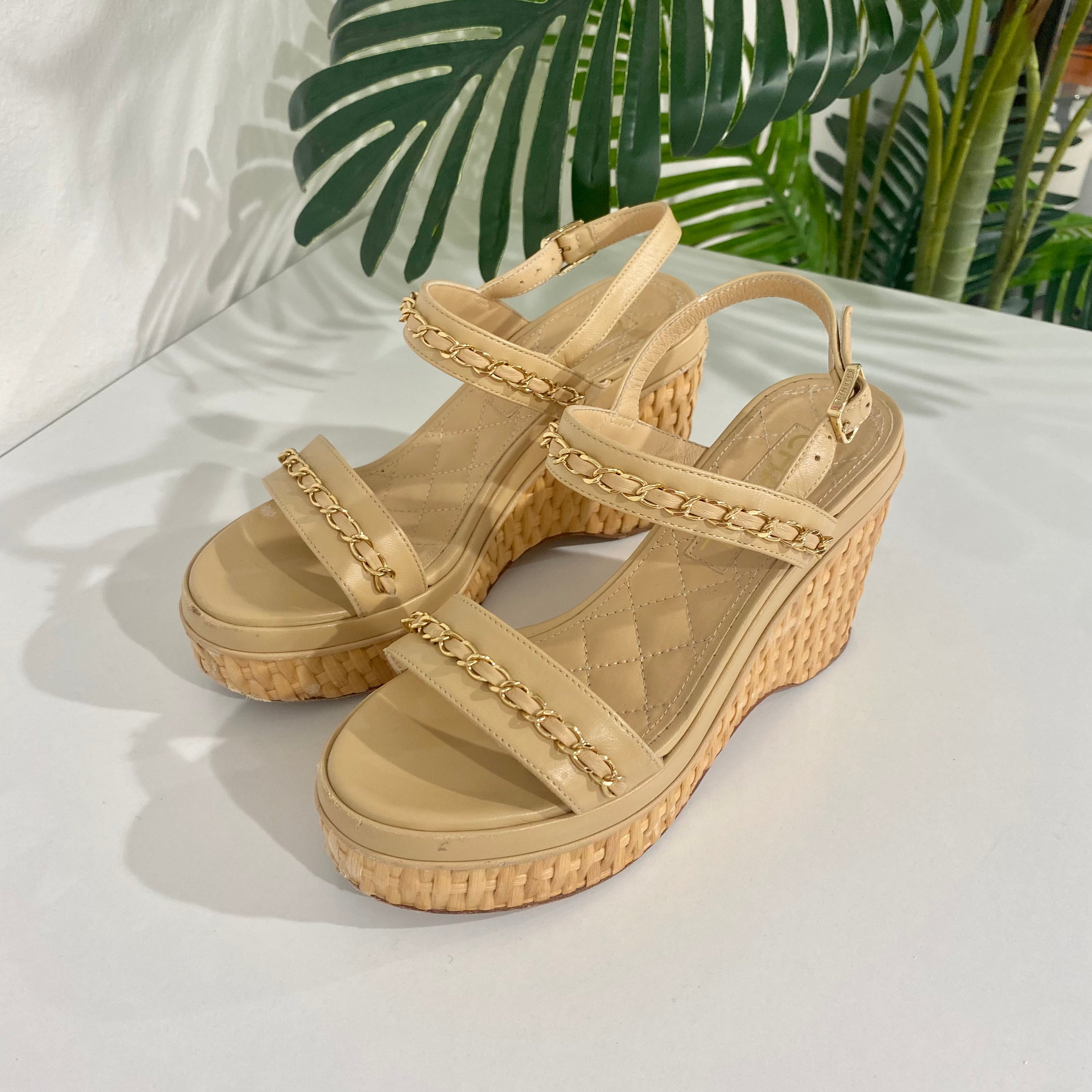 Chanel 2020 Wicker Platform Sandals – Dina C's Fab and Funky