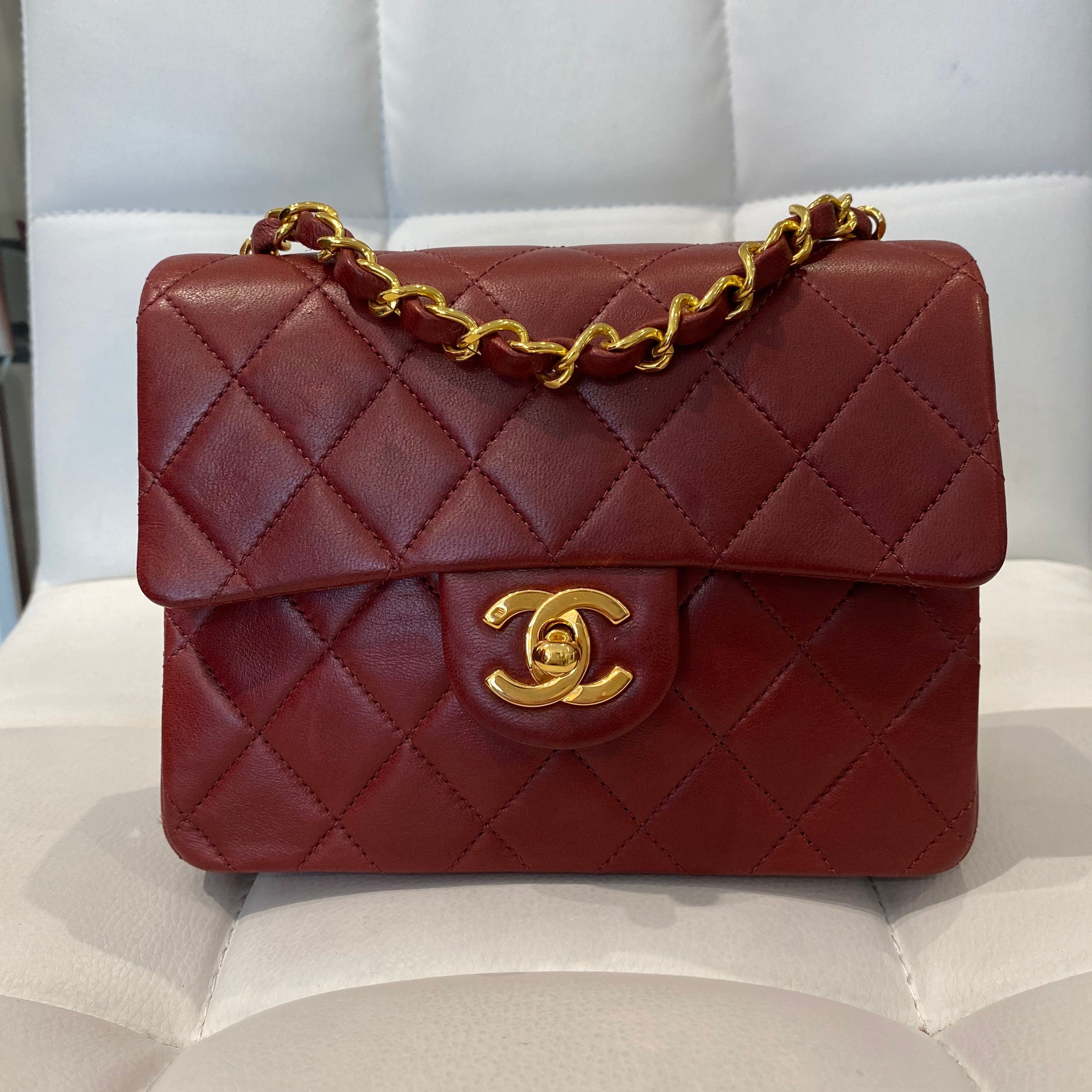Chanel Red Quilted Caviar Leather Mini Rectangle Flap Bag at the best price