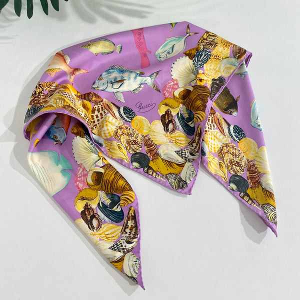 Vintage Gucci Lavender Fish Scarf – Dina C's Fab and Funky