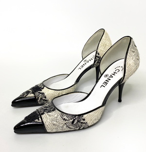 Chanel Black and White Tweed D’Orsay Pumps
