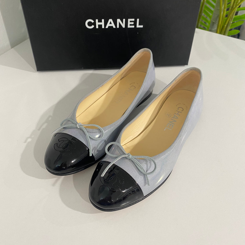 Chanel Iridescent Blue/Black Ballet Flats