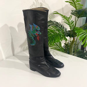 Vintage Dragon Embroidered Boots