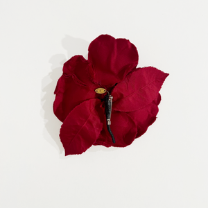 Chanel Red Velvet Camellia Brooch