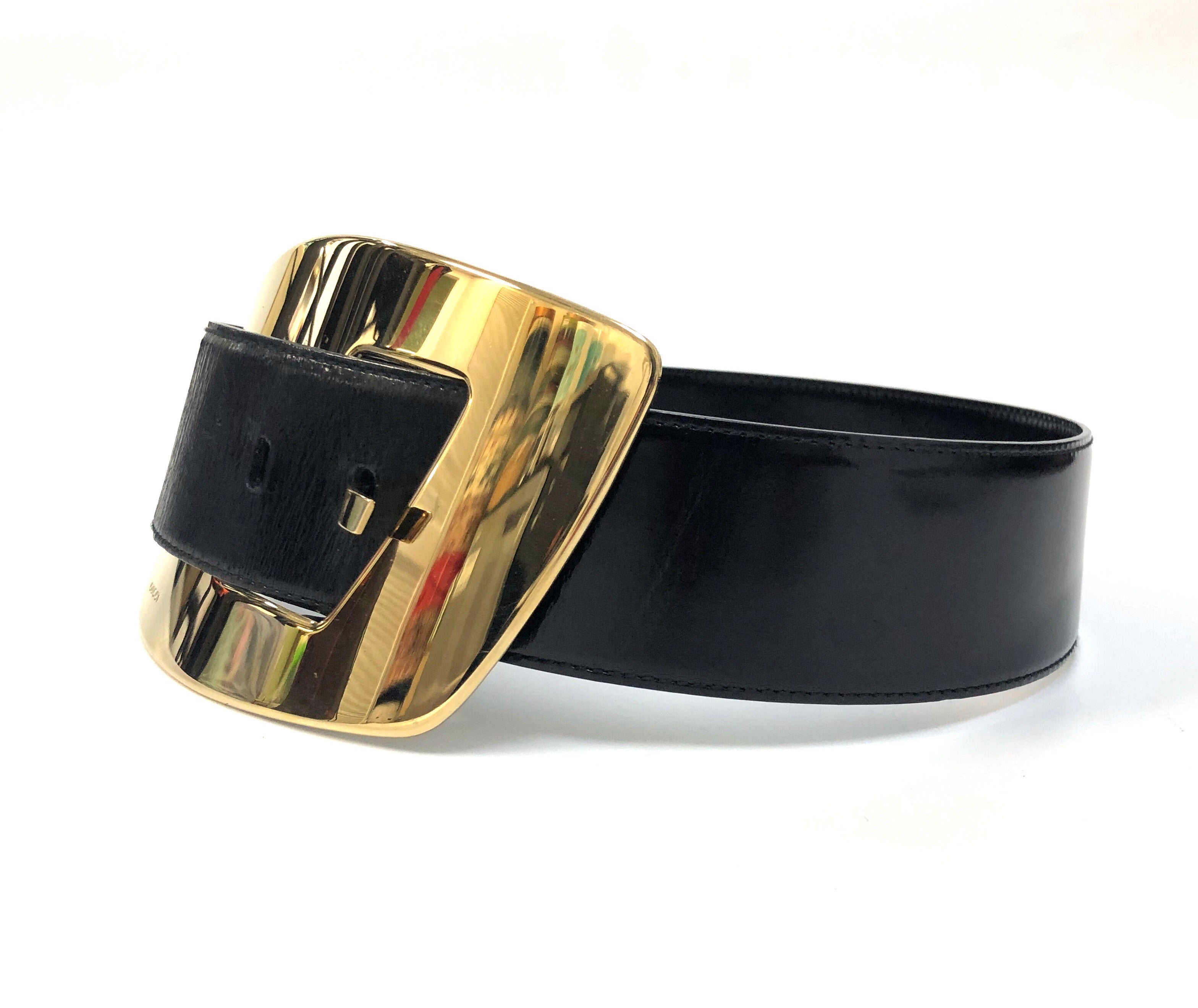 Gucci Extra Wide Gold Buckle Belt
