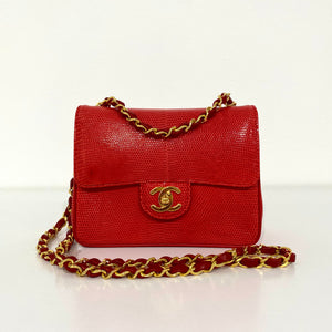 Chanel Red Lizard Mini Flap Bag – Dina C's Fab and Funky