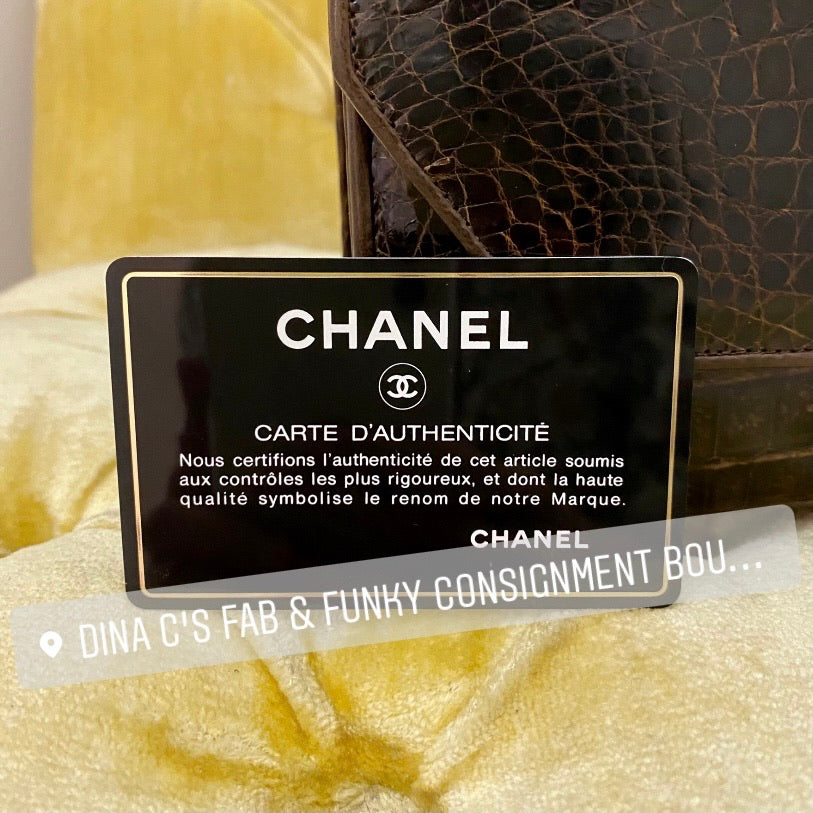 Chanel Vintage Brown Crocodile Flap Bag – Dina C's Fab and Funky