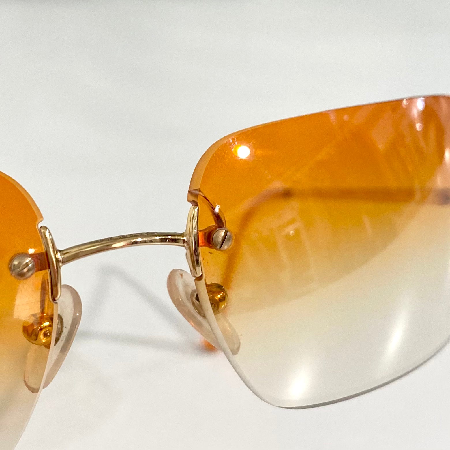 Chanel Vintage Orange Rimless Sunglasses