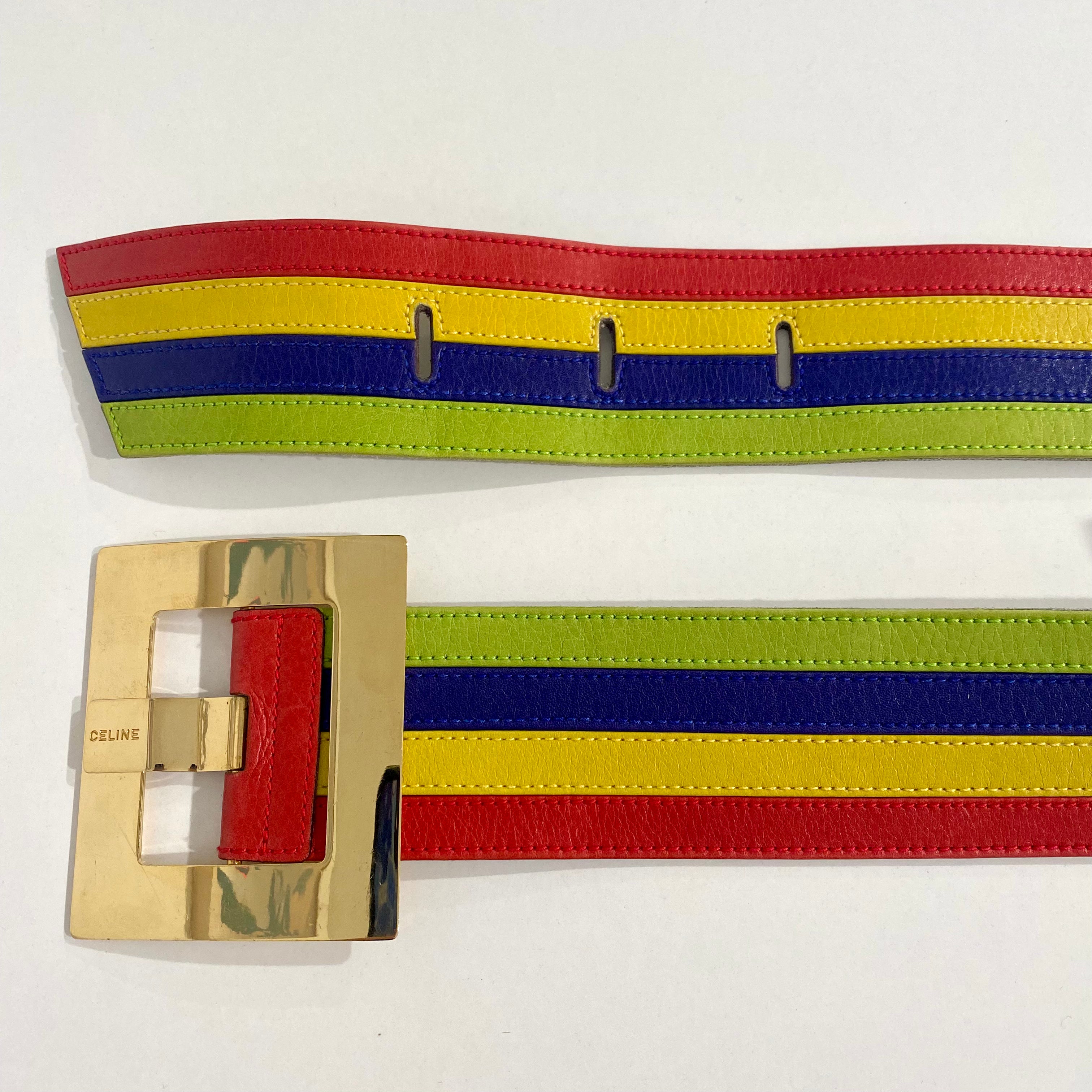 Céline Vintage Rainbow Leather Belt