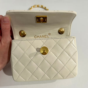Chanel Vintage White Micro Flap Bag
