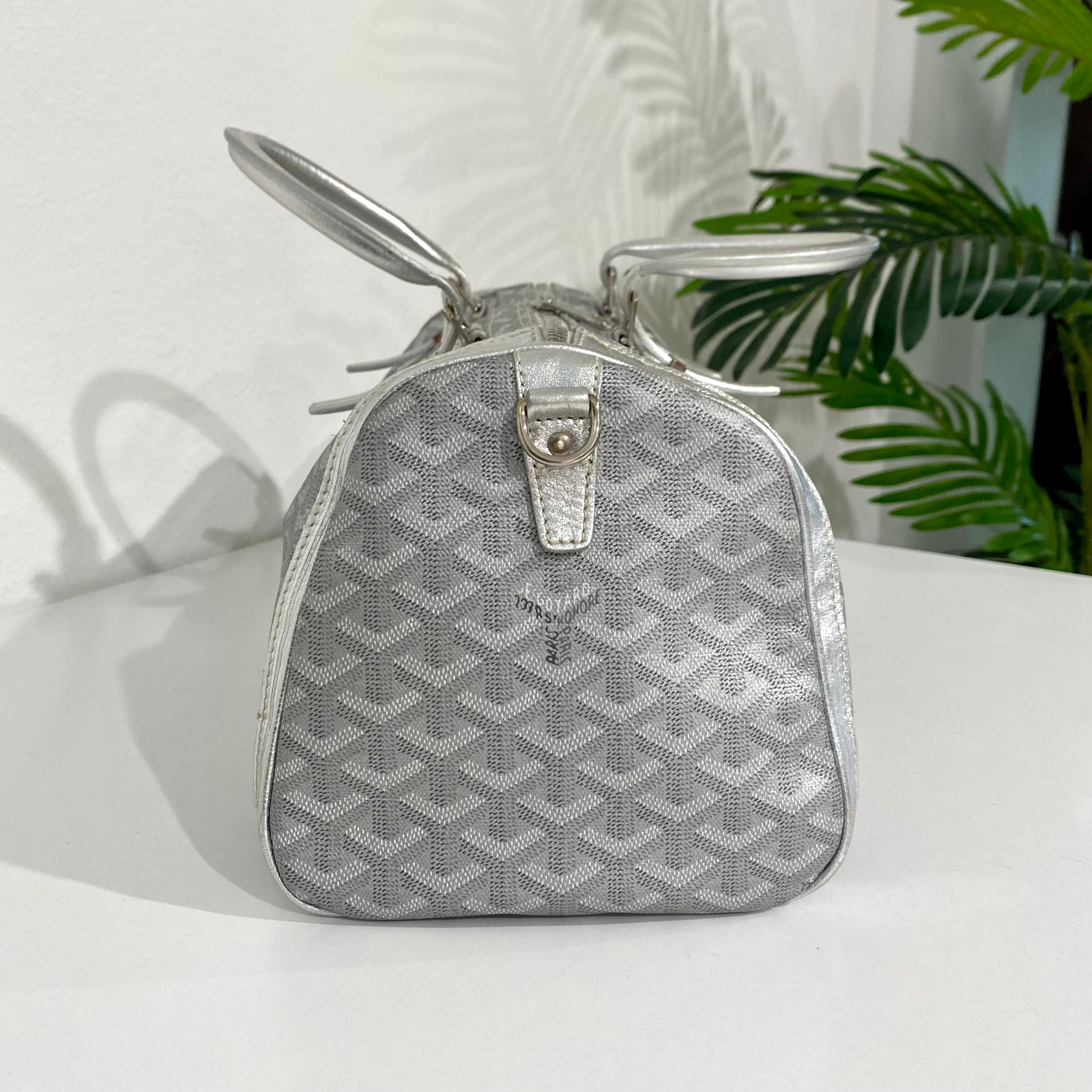 Sold at Auction: Goyard Croisere Metallic Silver Leather Duffle Bag