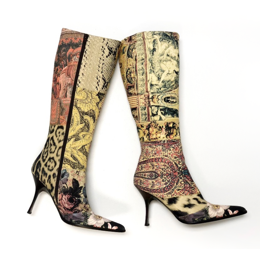 Roberto Cavalli Printed Knee High Boots