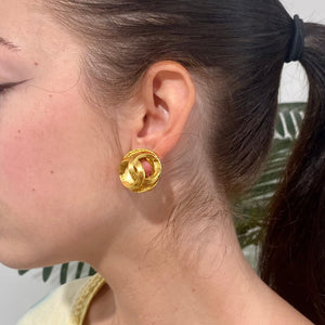 Chanel Vintage CC Dome Earrings