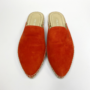 Sale! Prada Red Suede Espadrille Mules