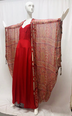 Reserved Thea Porter Red Sequin Chiffon Caftan