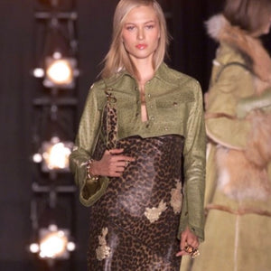 Christian Dior Leopard Ostrich Saddle Bag