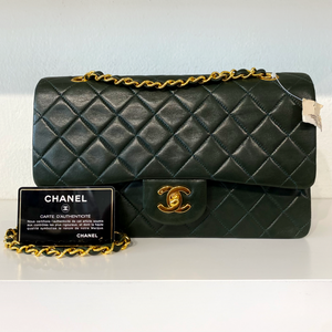 CHANEL Classic Double Flap 9 Chain Shoulder Bag Black Lambskin L38 –  hannari-shop