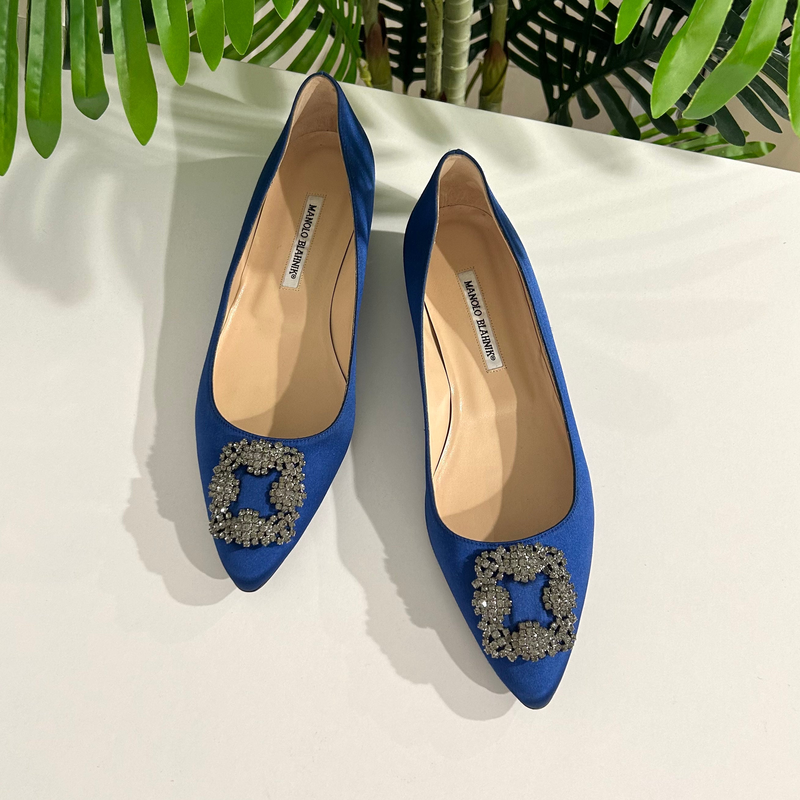 Manolo blahnik best sale hangisi flats blue