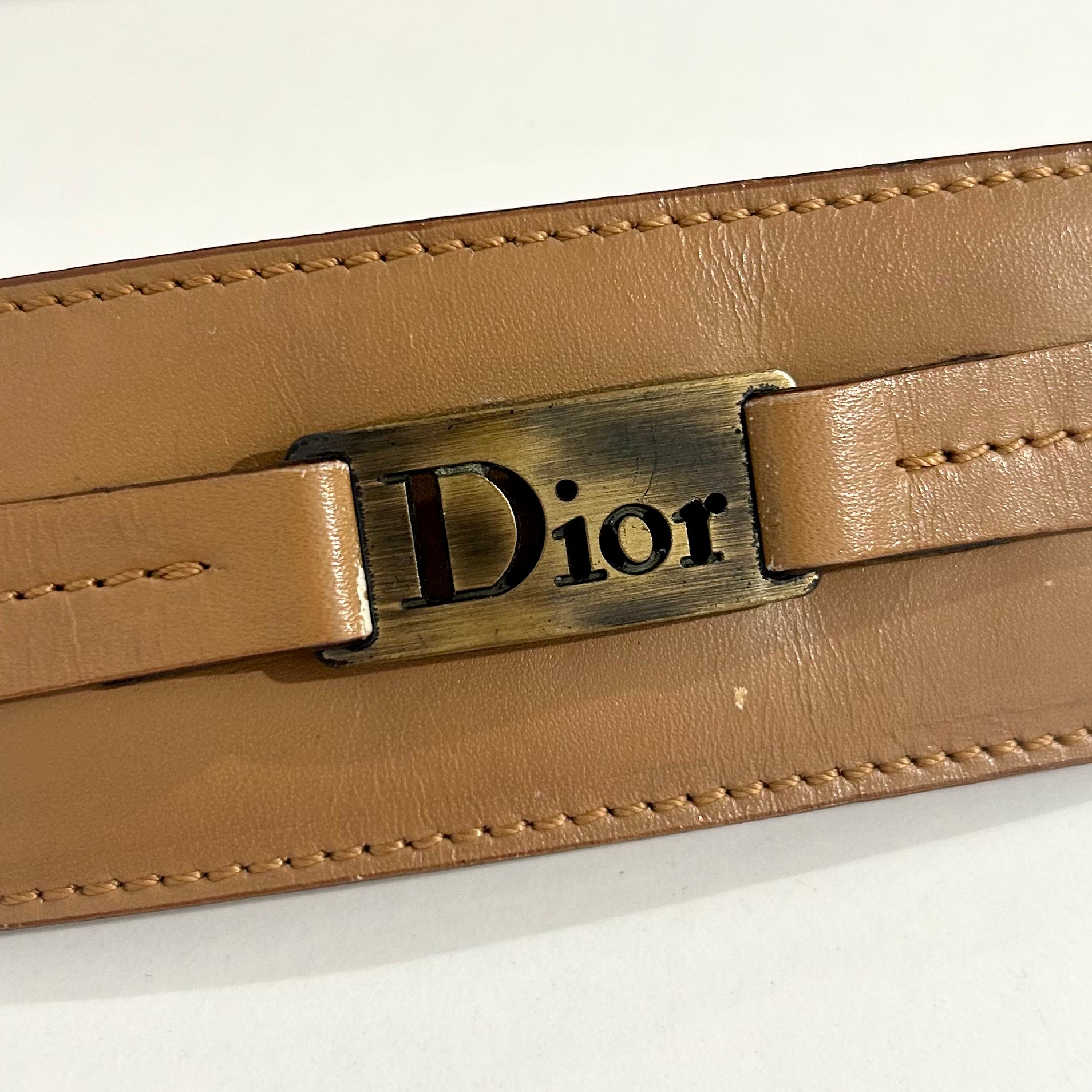 Christian Dior Perforated Tan Shoulder Bag