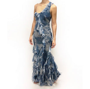 Christian Dior Blue Tie Dye Gown Dina C's Fab and Funky Consignment Boutique Christian Dior Blue Tie Dye Gown Dina C's Fab and Funky Consignment Boutique