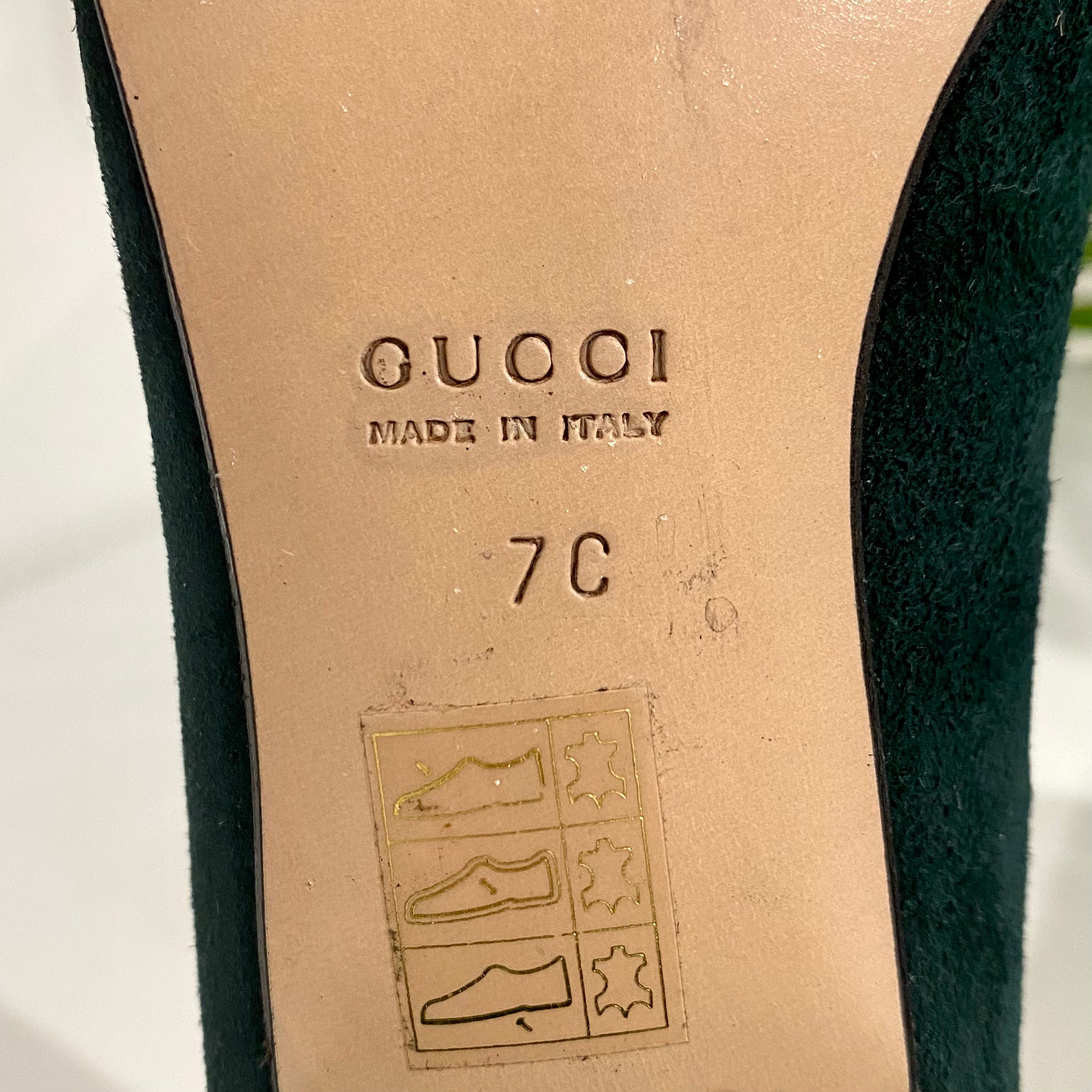 Gucci Green Suede Horsebit Heels