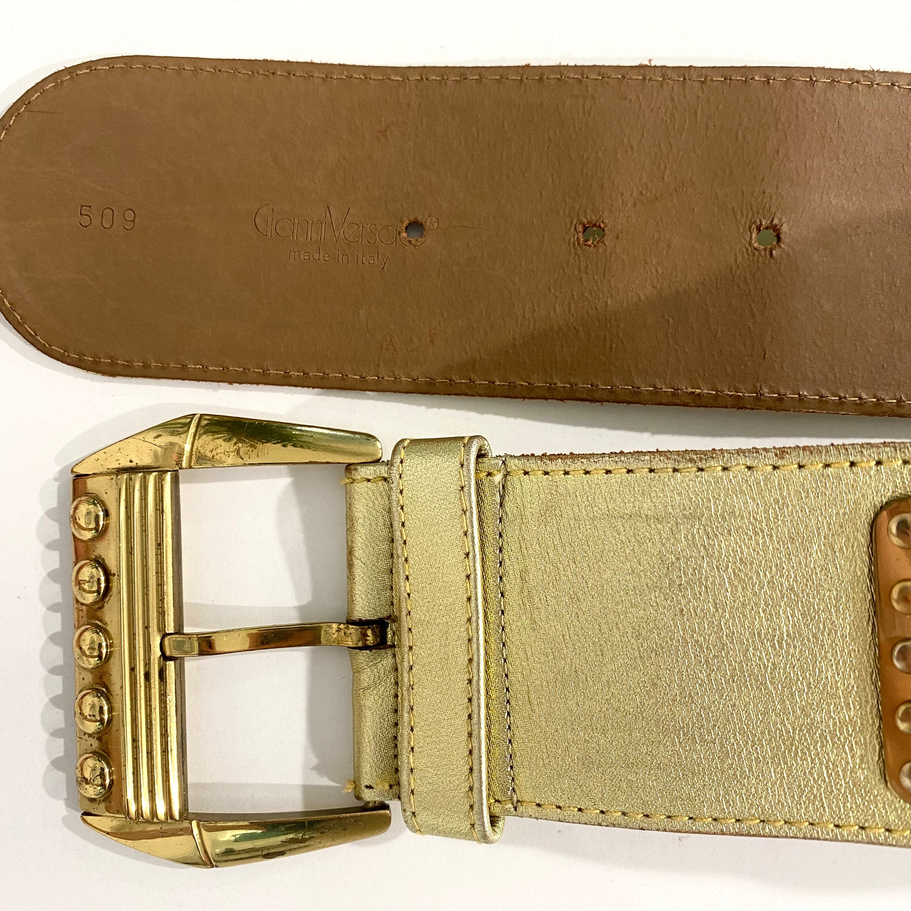 Gianni Versace Vintage Wide Gold Studded Belt
