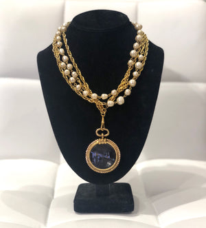 Chanel Vintage Gold Toned Jewelled CC Sautoir Necklace