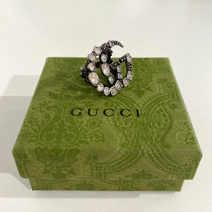 Gucci Crystal & Silver GG Ring