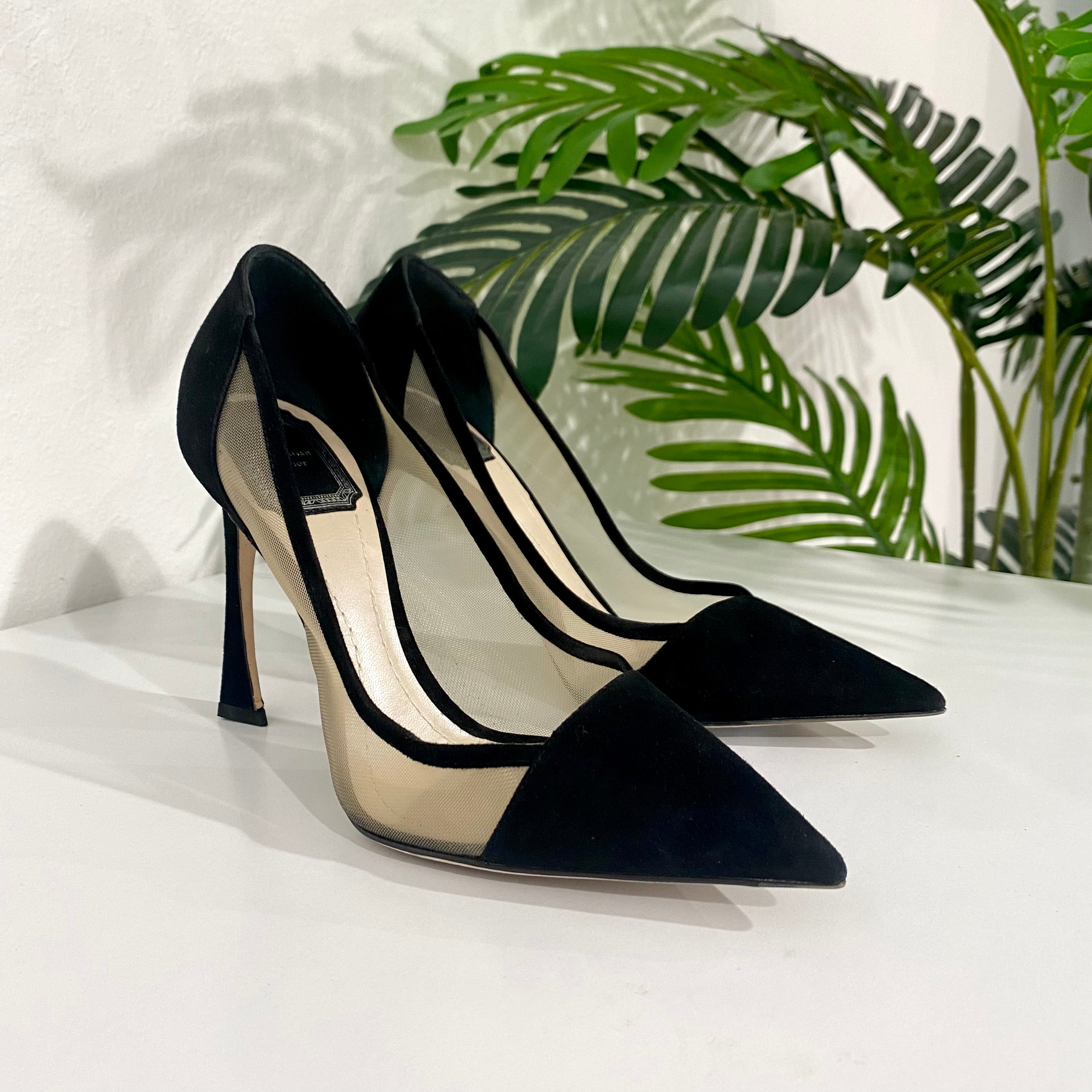 Dior Black Suede & Mesh Heels – Dina C's Fab and Funky Consignment Boutique