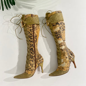 Dior Leopard Ostrich Boots