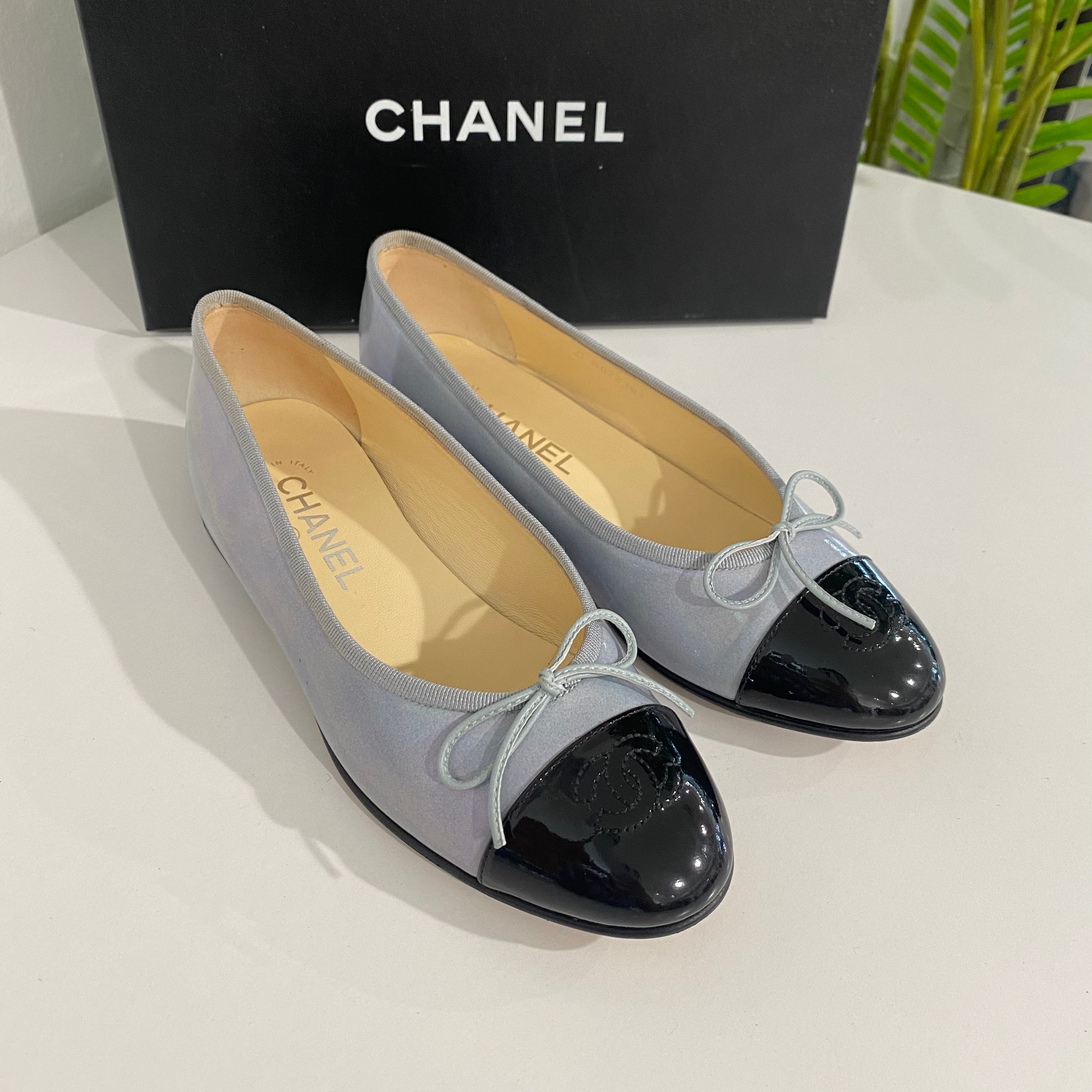 Chanel Iridescent Blue/Black Ballet Flats