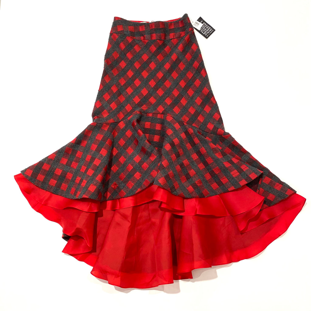 Silvia Tcherassi Red Check Fishtail Skirt