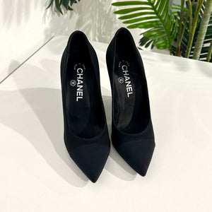 Chanel Grosgrain Pearl Block Heels