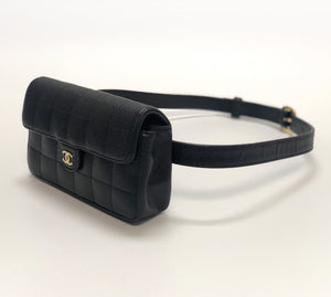 Chanel Belt Rare Vintage 1995 Caviar Fanny Pack Waist Bum Black Leather Bag