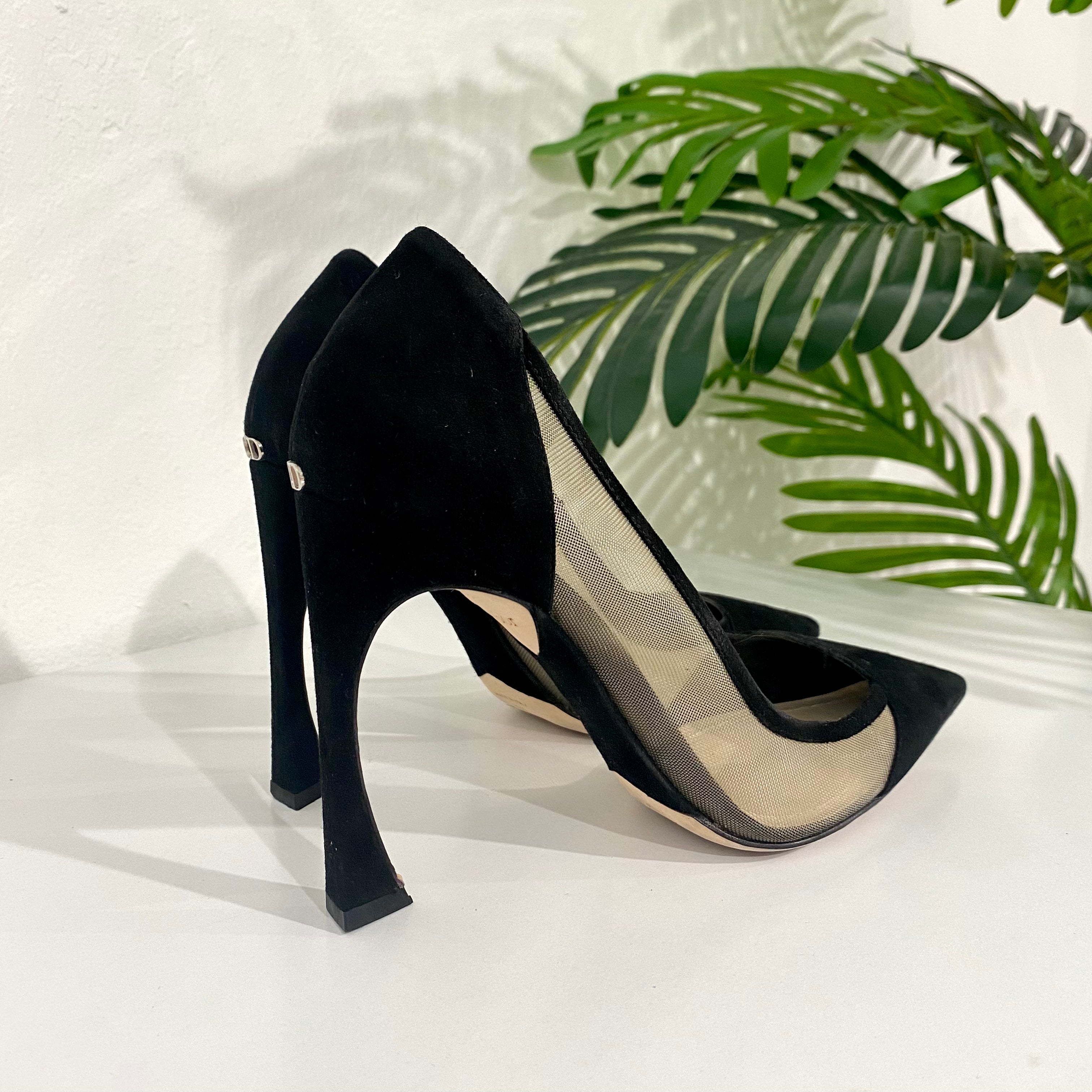 Dior Black Suede & Mesh Heels