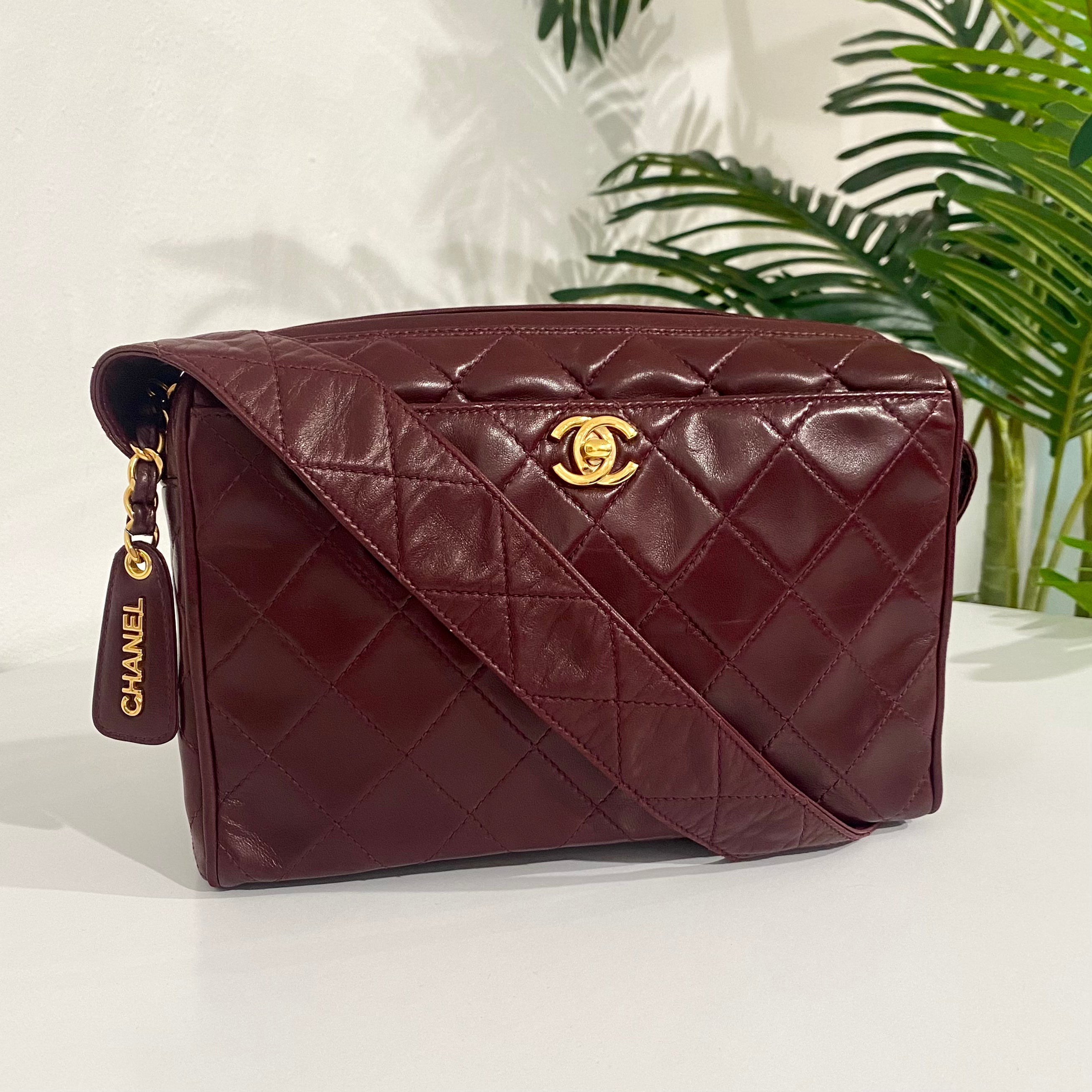 Chanel Beige Quilted Leather Vintage Camera Bag