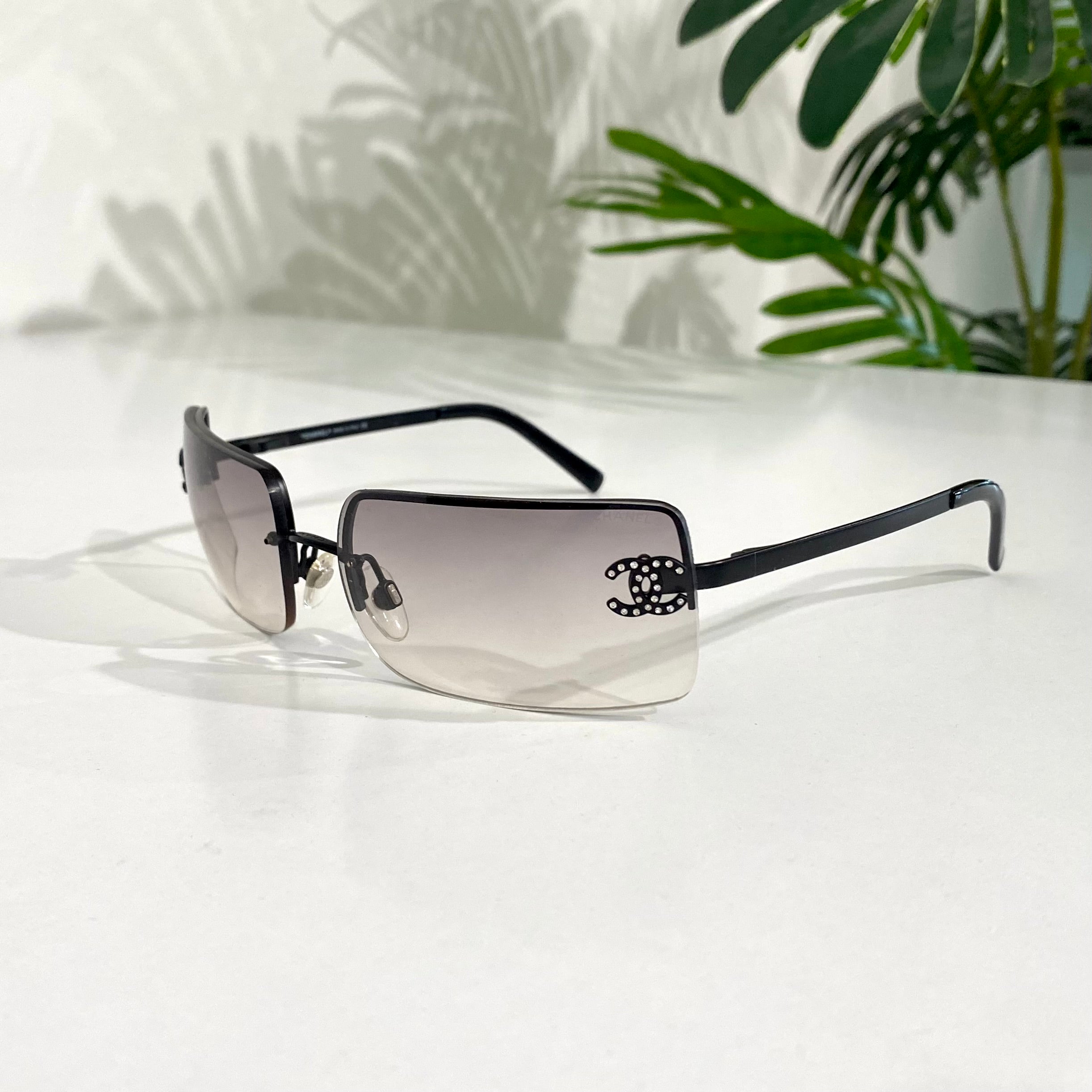 Chanel Rhinestone CC Logo Sunglasses