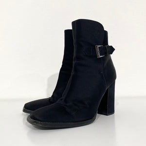 Chanel Black Satin Ankle Boots