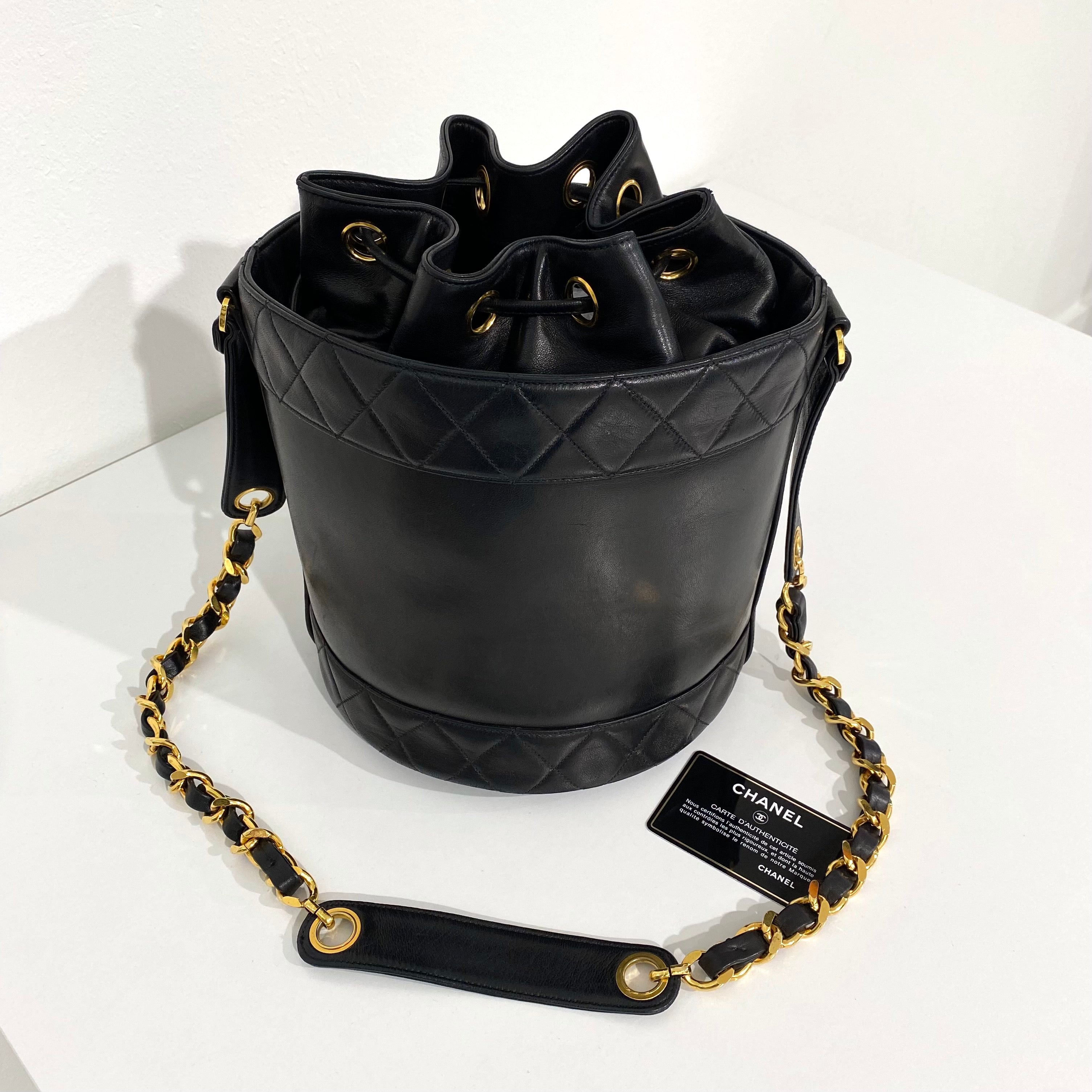Chanel Vintage Black Quilted Bucket Bag – Dina C's Fab and Funky