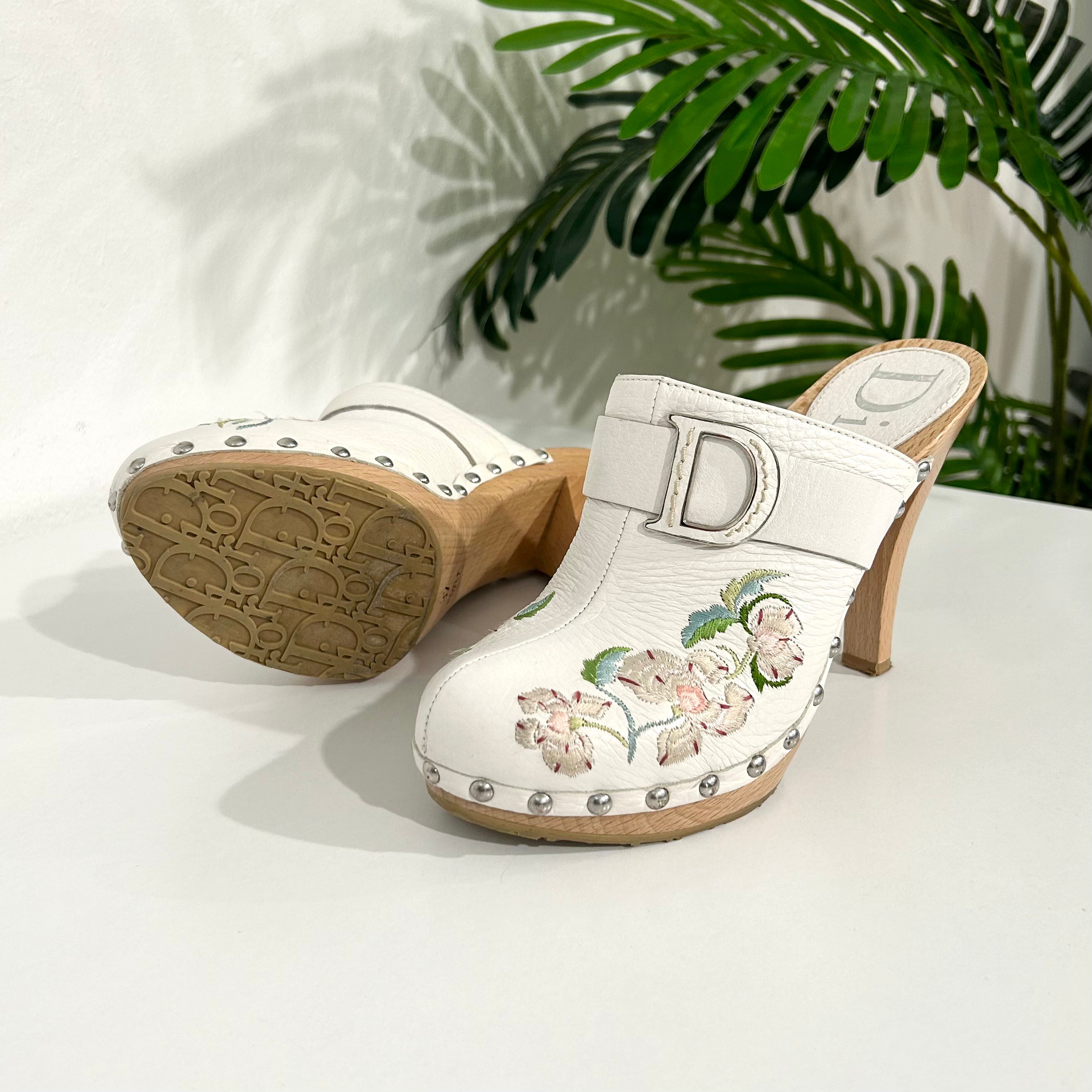 Vintage Christian Dior White Floral Clogs Dina C s Fab and Funky