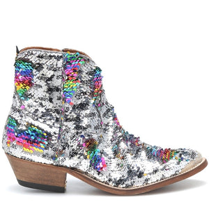 Golden Goose Rainbow Sequin Cowboy Boots