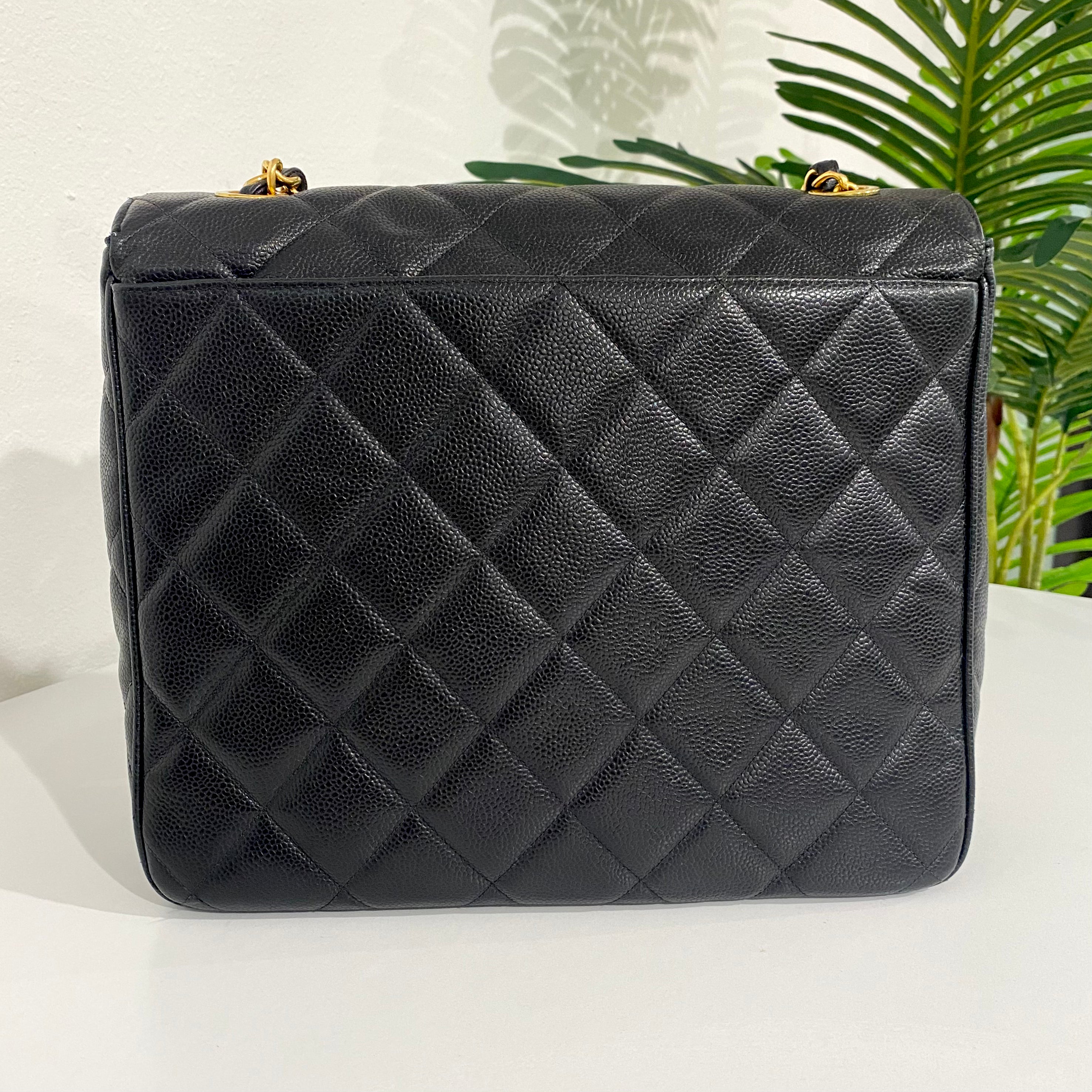 Chanel Vintage Black Large Square Flap Bag