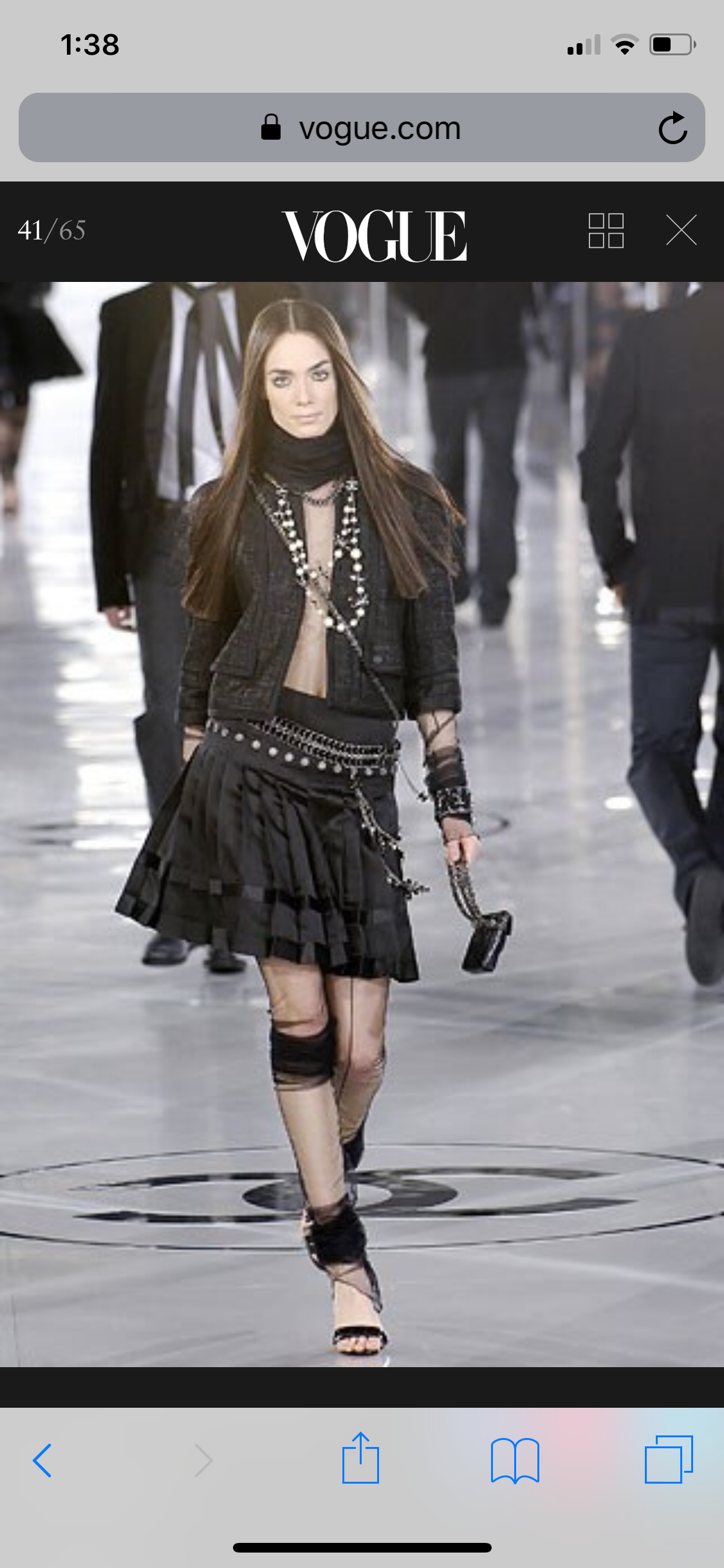 Chanel Black Sheer Ruched Sleeve Turtleneck