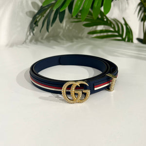 Gucci Torchon Sylvie Navy Red Stripe Thin Belt Dina C s Fab