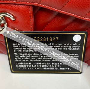 Chanel 2016 Red Chevron Jumbo Double Flap Bag
