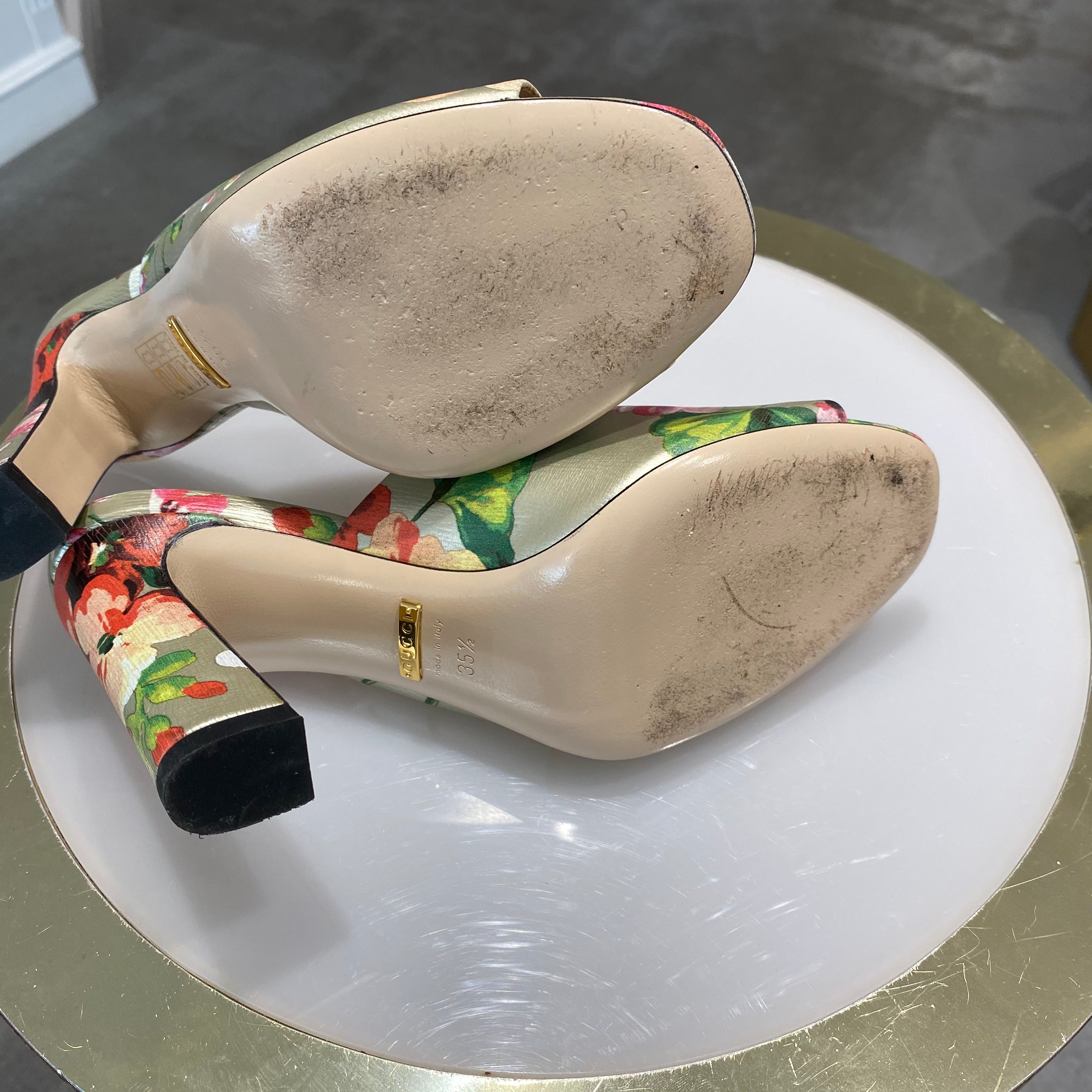 Gucci Bloom Heeled Slides