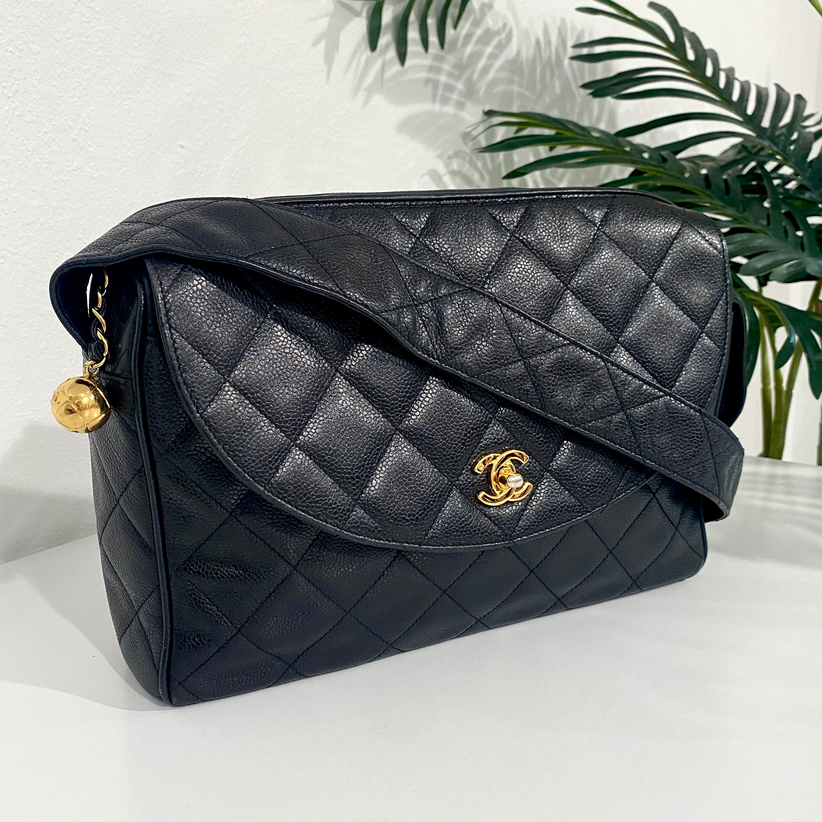 Chanel Vintage 90's Caviar CC Black Backpack Bag - BougieHabit