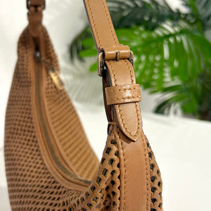 Christian Dior Perforated Tan Shoulder Bag